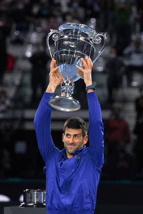 Tennis, ATP Finals in Turin, Novak Djokovic erhält Pokal als Weltranglistenerster Photo Marco Alpozzi LaPresse November 15, 2021 Turin (Italy) Tennis Nitto ATP, Tennis Herren Finals - men s singles - Round Robin Novak Djokovic Vs Casper Ruud In the pic: Novak Djokovic (Serbia) awarded ATP number one for seventh time  Copyright: xMarcoxAlpozzi LaPressex