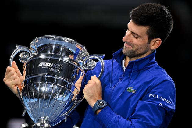 Photo Marco Alpozzi LaPresse November 15, 2021 Turin (Italy) Tennis Nitto ATP, Tennis Herren Finals - men s singles - Round Robin Novak Djokovic Vs Casper Ruud In the pic: Novak Djokovic (Serbia) awarded ATP number one for seventh time  Copyright: xMarcoxAlpozzi LaPressex