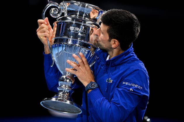 Photo Marco Alpozzi LaPresse November 15, 2021 Turin (Italy) Tennis Nitto ATP, Tennis Herren Finals - men s singles - Round Robin Novak Djokovic Vs Casper Ruud In the pic: Novak Djokovic (Serbia) awarded ATP number one for seventh time  Copyright: xMarcoxAlpozzi LaPressex