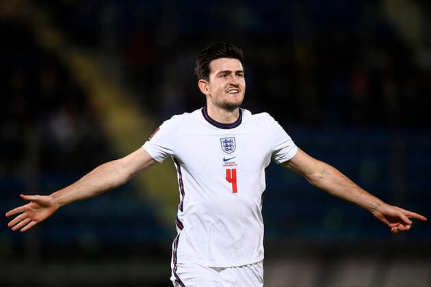 San Marino v England - 2022 FIFA World Cup, WM, Weltmeisterschaft, Fussball European Qualifier Harry Maguire of England celebrates after scoring the opening goal during the 2022 FIFA World Cup European Qualifier football match between San Marino and England. Serravalle San Marino Copyright: xNicolòxCampox
