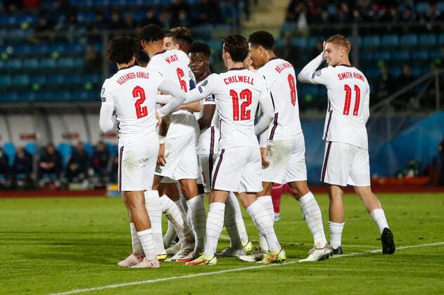 Fußball, WM Quali, San Marino - England San Marino v England 2022 FIFA World Cup, WM, Weltmeisterschaft, Fussball Qualifiers Tyrone Mings of England celebrates scoring his sides 8th goal during the 2022 FIFA World Cup Qualifiers Group I match at Stadio Olimpico di Serravalle, Serravalle Content Not Available For UK Newspapers Copyright: xPaulxChestertonx FIL-16117-0132