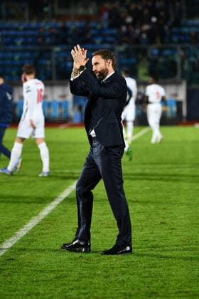 Mandatory Credit: Photo by Gianluca Ricci LiveMedia Shutterstock (12604259j) Gareth Southgate thanks england fans FIFA World Cup, WM, Weltmeisterschaft, Fussball Panamerican Tennis Center, San Marino Stadium, San Marino, Republic of San Marino - 15 Nov 2021 FIFA World Cup Panamerican Tennis Center, San Marino Stadium, San Marino, Republic of San Marino - 15 Nov 2021  Copyright: xGianlucaxRicci LiveMedia Shutterstockx 12604259j