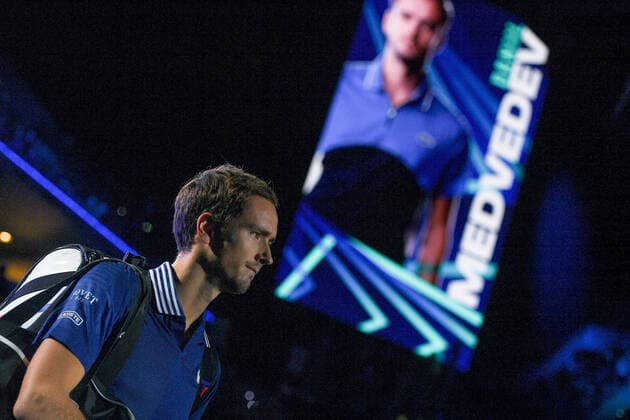 Photo Marco Alpozzi LaPresse November 16, 2021 Turin (Italy) Tennis Nitto ATP, Tennis Herren Finals - men s singles - Round Robin Daniil Medvedev Vs Alexander Zverev In the pic: Daniil Medvedev (Russia)  Copyright: xMarcoxAlpozzi LaPressex