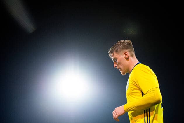 Fußball, U18 EM-Quali, Schweden - England 211116 Markus Björkqvist of Sweden during the UEFA European U18 Qualifier football match between Sweden and England on November 16, 2021 in Stockholm. Photo: Maxim Thore BILDBYRAN kod MT MT0254 fotboll football soccer fotball uefa european under-18 qualifier sweden - england bbeng em-kval Copyright: MAXIMxTHORE BB211116MT040