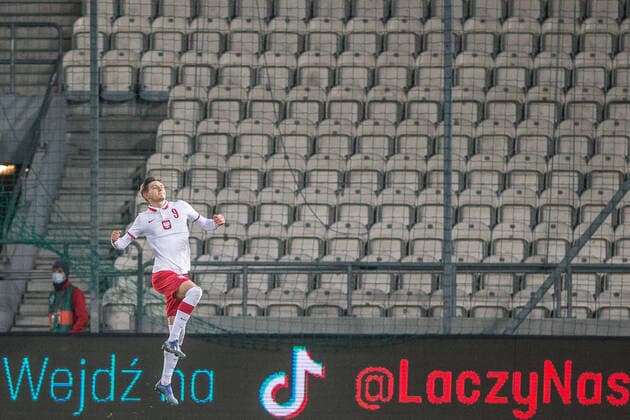 Bilder des Jahres 2021, Sport 11 November Sport Themen der Woche KW46 Sport Bilder des Tages KRAKOW 16.11.2021 ELIMINACJE MISTRZOSTW EUROPY U-21 - POLSKA - LOTWA 2022 UEFA EUROPEAN U-21 CHAMPIONSHIP QUALIFICATION - POLAND - LATVIA NZ Adrian Benedyczak bramka gol radosc FOT JAKUB GRUCA FOKUSMEDIA.COM.PL NEWSPIX.PL --- Newspix.pl  GJ161121_021