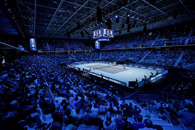 Mandatory Credit: Photo by Ella Ling Shutterstock (12603335bn) General view of the court at Pala Alpitour Nitto ATP, Tennis Herren World Tour Finals, Day 3, Tennis, Pala Alpitour, Turin, Italy - 16 Nov 2021 Nitto ATP World Tour Finals, Day 3, Tennis, Pala Alpitour, Turin, Italy - 16 Nov 2021 Copyright: xEllaxLing Shutterstockx 12603335bn