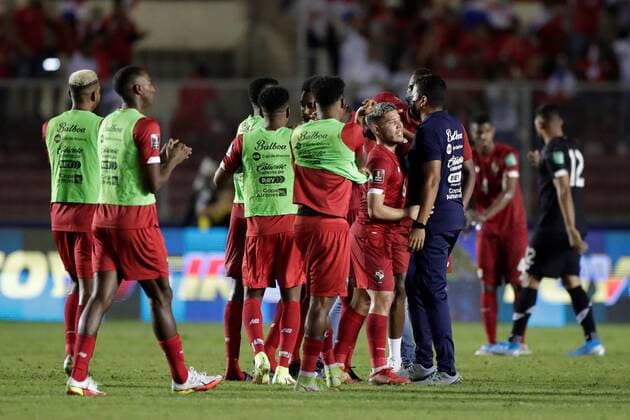 Panama players celebrate the victory today, in a match of the Concacaf qualifying rounds for the Qatar 2022 World Cup beween Panama and El Salvador, at the Rommel Fernandez Gutierrez stadium, in Panama City, Panama, 16 November 2021. EFE Bienvenido Velasco Panama vs El Salvador !ACHTUNG: NUR REDAKTIONELLE NUTZUNG!  Copyright: xBienvenidoxVelascox AMDEP3534 20211117-58e674c599bd4b1588e9dd39b170405eafcb3417