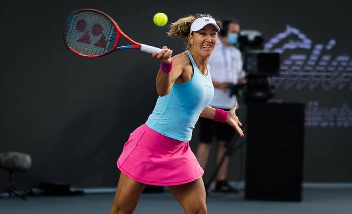 Mandatory Credit: Photo by Rob Prange Shutterstock (12596815de) Demi Schuurs of the Netherlands & Nicole Melichar of the United States in action during the doubles semi-final at the 2021 Akron WTA, Tennis Damen Finals Guadalajara WTA tennis tournament Akron WTA Finals, Day 7, Tennis, Panamerican Tennis Center Guadalajara, Mexico - 16 Nov 2021 Akron WTA Finals, Day 7, Tennis, Panamerican Tennis Center Guadalajara, Mexico - 16 Nov 2021  Copyright: xRobxPrange Shutterstockx 12596815de