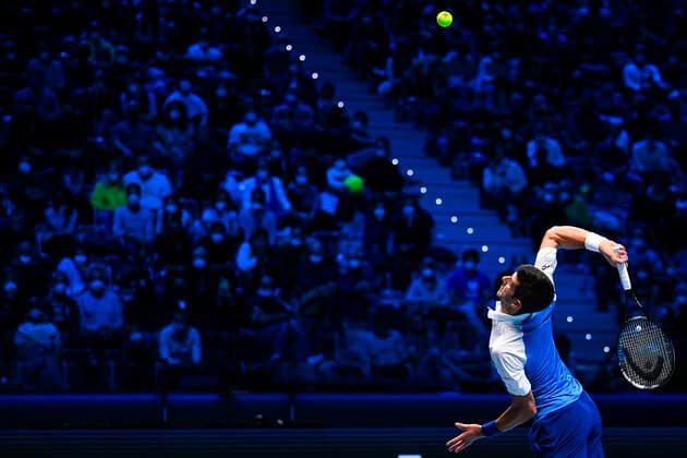 Photo Marco Alpozzi LaPresse November 17, 2021 Turin (Italy) Tennis Nitto ATP, Tennis Herren Finals - men s singles - Round Robin Novak Djokovic Vs Andrey Rublev In the pic:Novak Djokovic (Serbia)  Copyright: xMarcoxAlpozzi LaPressex