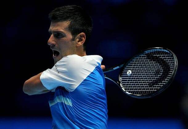 Mandatory Credit: Photo by Ella Ling Shutterstock (12603433x) Novak Djokovic of Serbia in action Nitto ATP, Tennis Herren World Tour Finals, Day 4, Tennis, Pala Alpitour, Turin, Italy - 17 Nov 2021 Nitto ATP World Tour Finals, Day 4, Tennis, Pala Alpitour, Turin, Italy - 17 Nov 2021 Copyright: xEllaxLing Shutterstockx 12603433x