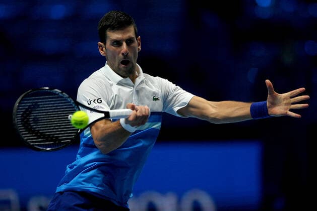 Mandatory Credit: Photo by Ella Ling Shutterstock (12603433v) Novak Djokovic of Serbia in action Nitto ATP, Tennis Herren World Tour Finals, Day 4, Tennis, Pala Alpitour, Turin, Italy - 17 Nov 2021 Nitto ATP World Tour Finals, Day 4, Tennis, Pala Alpitour, Turin, Italy - 17 Nov 2021 Copyright: xEllaxLing Shutterstockx 12603433v
