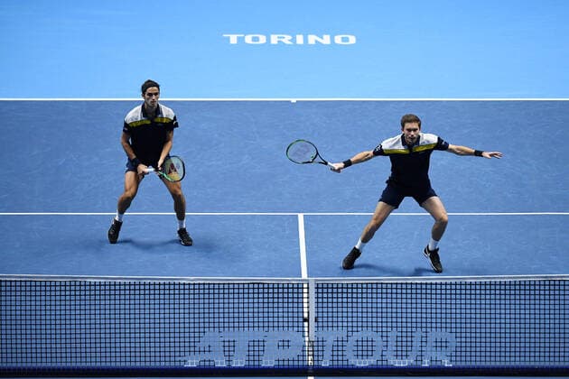 Pierre Hugues Herbert and Nicolas Mahut TENNIS : Nitto ATP, Tennis Herren finals 2021 - 17 11 2021 AntoineCouvercelle Panoramic 