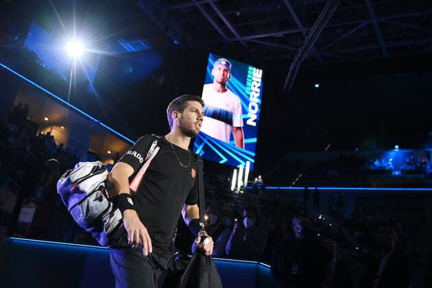 Photo Marco Alpozzi LaPresse November 17, 2021 Turin (Italy) Tennis Nitto ATP, Tennis Herren Finals - men s singles - Round Robin Cameron Norrie Vs Casper Ruud In the pic: Cameron Norrie  Copyright: xMarcoxAlpozzi LaPressex