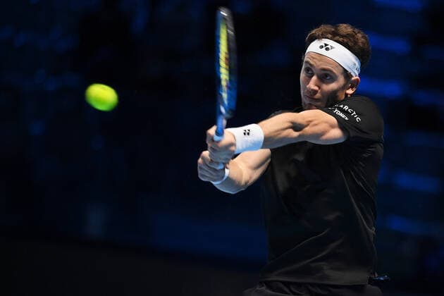 Photo Marco Alpozzi LaPresse November 17, 2021 Turin (Italy) Tennis Nitto ATP, Tennis Herren Finals - men s singles - Round Robin Cameron Norrie Vs Casper Ruud In the pic: Casper Ruud  Copyright: xMarcoxAlpozzi LaPressex