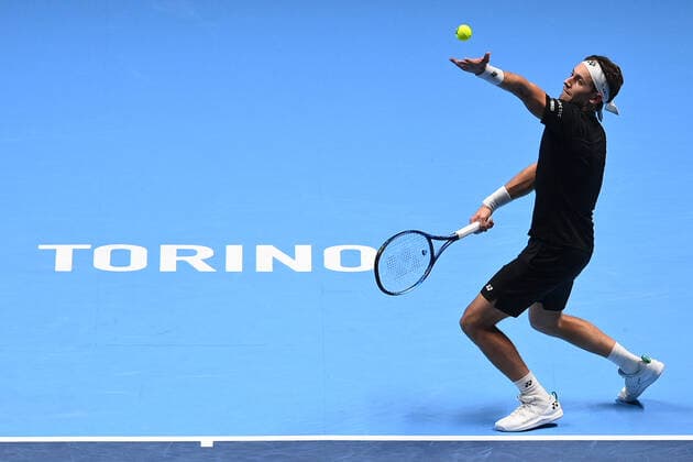 Photo Marco Alpozzi LaPresse November 17, 2021 Turin (Italy) Tennis Nitto ATP, Tennis Herren Finals - men s singles - Round Robin Cameron Norrie Vs Casper Ruud In the pic: Casper Ruud  Copyright: xMarcoxAlpozzi LaPressex