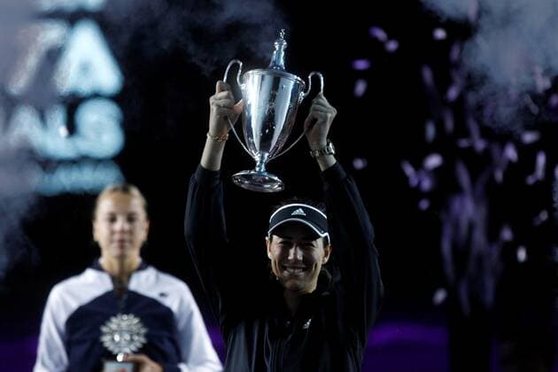 Spanish Garbine Muguruza celebrates during Single s trophy ceremony after winning the Akron WTA, Tennis Damen Finals tournament, in Guadalajara, Mexico, 17 November 2021. Akron WTA Finals !ACHTUNG: NUR REDAKTIONELLE NUTZUNG!  Copyright: xFranciscoxGuascox AMDEP3667 20211118-b5e881e2da178a25f4d3ed7b0b3c911b4a1b5464