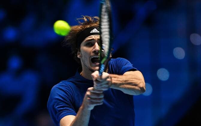 Italy Tennis ATP, Tennis Herren Finals Zverev - Hurkacz 6698915 18.11.2021 Germany s Alexander Zverev returns a shot during the group stage singles tennis match of the ATP Finals against Poland s Hubert Hurkacz at the Pala Alpitour venue in Turin, Italy. Alexey Filippov Sputnik Turin Italy  Copyright: xAlexeyxFilippovx