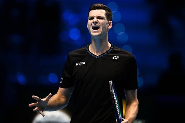 Italy Tennis ATP, Tennis Herren Finals Zverev - Hurkacz 6698933 18.11.2021 Poland s Hubert Hurkacz reacts during the group stage singles tennis match of the ATP Finals against Germany s Alexander Zverev at the Pala Alpitour venue in Turin, Italy. Alexey Filippov Sputnik Turin Italy  Copyright: xAlexeyxFilippovx