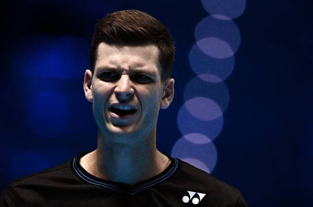 Italy Tennis ATP, Tennis Herren Finals Zverev - Hurkacz 6698963 18.11.2021 Poland s Hubert Hurkacz reacts during the group stage singles tennis match of the ATP Finals against Germany s Alexander Zverev at the Pala Alpitour venue in Turin, Italy. Alexey Filippov Sputnik Turin Italy  Copyright: xAlexeyxFilippovx