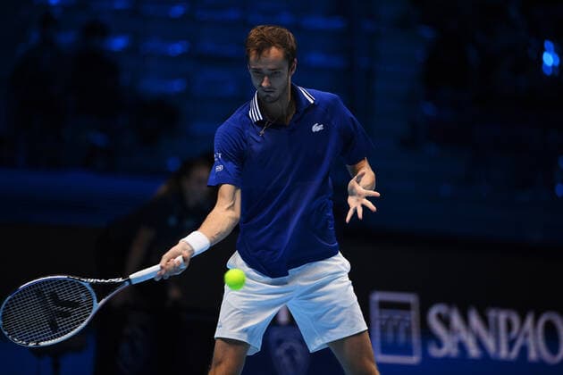 Photo Marco Alpozzi LaPresse November 18, 2021 Turin (Italy) Tennis Nitto ATP, Tennis Herren Finals - men s singles - Round Robin Daniil Medvedev Vs Jannik Sinner In the pic: Daniil Medvedev (Russia)  Copyright: xMarcoxAlpozzi LaPressex