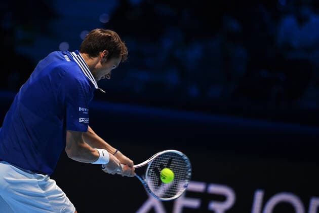 Photo Marco Alpozzi LaPresse November 18, 2021 Turin (Italy) Tennis Nitto ATP, Tennis Herren Finals - men s singles - Round Robin Daniil Medvedev Vs Jannik Sinner In the pic: Daniil Medvedev (Russia)  Copyright: xMarcoxAlpozzi LaPressex