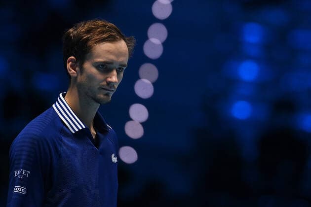 Photo Marco Alpozzi LaPresse November 18, 2021 Turin (Italy) Tennis Nitto ATP, Tennis Herren Finals - men s singles - Round Robin Daniil Medvedev Vs Jannik Sinner In the pic: Daniil Medvedev (Russia)  Copyright: xMarcoxAlpozzi LaPressex
