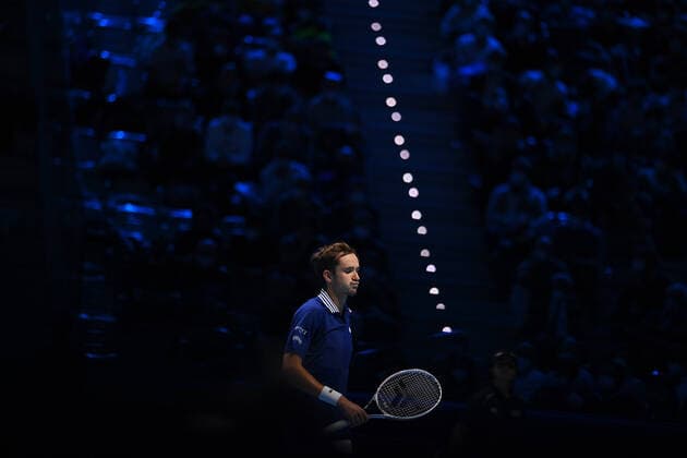 Photo Marco Alpozzi LaPresse November 18, 2021 Turin (Italy) Tennis Nitto ATP, Tennis Herren Finals - men s singles - Round Robin Daniil Medvedev Vs Jannik Sinner In the pic: Daniil Medvedev (Russia) disappointment  Copyright: xMarcoxAlpozzi LaPressex