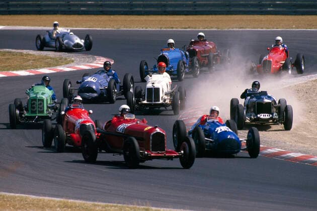 Start für historische Grand Prix Wagen der Baujahre 1931 - 1953 auf dem Nürburgring August 1982 meines Wissens *** Start for historical Grand Prix cars of the years of construction 1931 1953 on the Nürburgring August 1982 to my knowledge