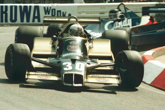 Jochen Mass im Arrows-Ford beim GP Monaco Mass erreichte im Rennen Rang 4 *** Jochen Mass in the Arrows Ford at the GP Monaco Mass reached rank 4 in the race