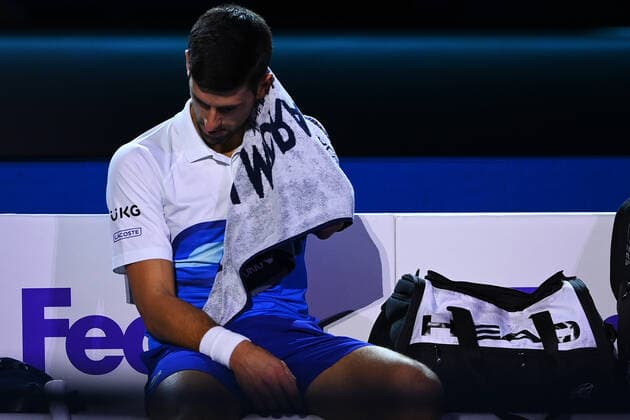 Photo Marco Alpozzi LaPresse November 19, 2021 Turin (Italy) Tennis Nitto ATP, Tennis Herren Finals - men s singles - Round Robin Novak Djokovic Vs Cameron Norrie In the pic: Novak Djokovic  Copyright: xMarcoxAlpozzi LaPressex