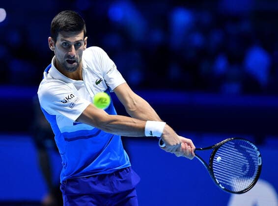 November 19, 2021, TURIN, Italia: Novak Djokovic of Serbia returns the ball during the match against Cameron Norrie of England at the Nitto ATP, Tennis Herren Finals in Turin, Italy, 19 November 2021.ANSA ALESSANDRO DI MARCO TURIN Italia - ZUMAa110 20211119_zaf_a110_073 Copyright: xAlessandroxDixMarcox