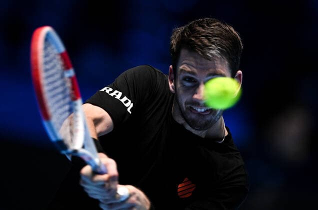 Sport Bilder des Tages Italy Tennis ATP, Tennis Herren Finals 6700255 19.11.2021 Britain s Cameron Norrie returns a shot to Serbia s Novak Djokovic during the group stage singles tennis match of the ATP Finals at the Pala Alpitour venue in Turin, Italy. Alexey Filippov Sputnik Turin Italy  Copyright: xAlexeyxFilippovx
