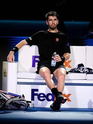 Italy Tennis ATP, Tennis Herren Finals 6700270 19.11.2021 Britain s Cameron Norrie reacts during the group stage singles tennis match of the ATP Finals against Serbia s Novak Djokovic at the Pala Alpitour venue in Turin, Italy. Alexey Filippov Sputnik Turin Italy  Copyright: xAlexeyxFilippovx
