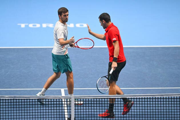 Photo Marco Alpozzi LaPresse November 20, 2021 Turin (Italy) Tennis Nitto ATP, Tennis Herren Finals - men s doubles - Ram Salisbury Vs Mektic Pavic In the pic: Nikola Mektic (Croatia), Mate Pavic (Croatia)  Copyright: xMarcoxAlpozzi LaPressex