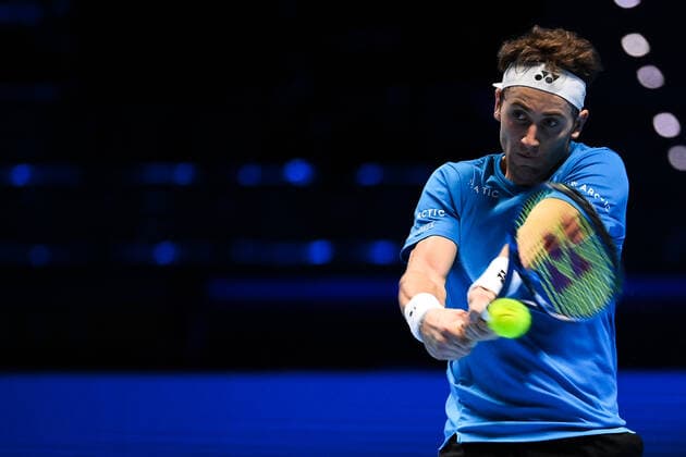 Photo Marco Alpozzi LaPresse November 20, 2021 Turin (Italy) Tennis Nitto ATP, Tennis Herren Finals - men s singles - Daniil Medvedev Vs Casper Ruud In the pic: Casper Ruud (Norway)  Copyright: xMarcoxAlpozzi LaPressex
