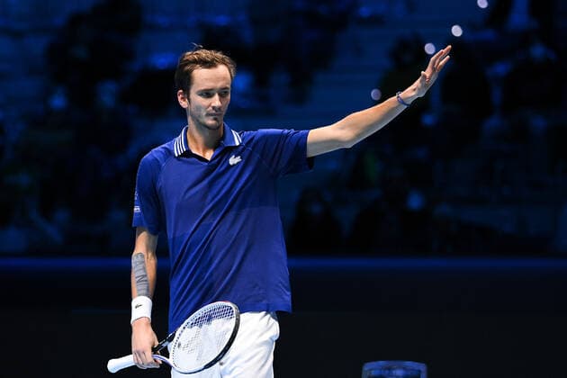Photo Marco Alpozzi LaPresse November 20, 2021 Turin (Italy) Tennis Nitto ATP, Tennis Herren Finals - men s singles - Daniil Medvedev Vs Casper Ruud In the pic: Daniil Medvedev (Russia)  Copyright: xMarcoxAlpozzi LaPressex