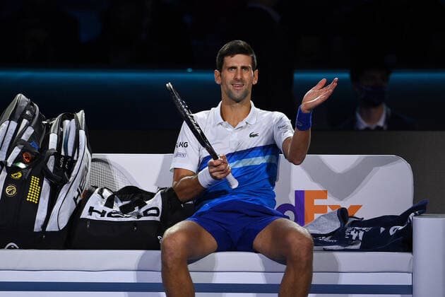 Photo Marco Alpozzi LaPresse November 20, 2021 Turin (Italy) Tennis Nitto ATP, Tennis Herren Finals - men s singles - Novak Djokovic Vs Alexander Zverev In the pic: Novak Djokovic  Copyright: xMarcoxAlpozzi LaPressex