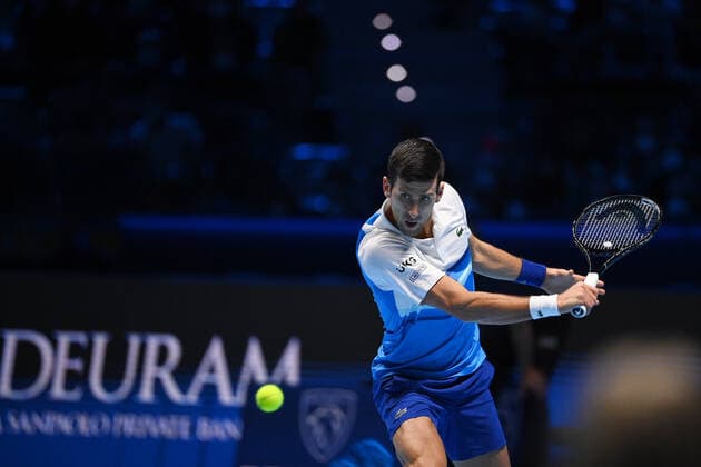 Photo Marco Alpozzi LaPresse November 20, 2021 Turin (Italy) Tennis Nitto ATP, Tennis Herren Finals - men s singles - Novak Djokovic Vs Alexander Zverev In the pic: Novak Djokovic  Copyright: xMarcoxAlpozzi LaPressex