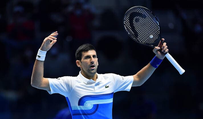 November 20, 2021, TURIN, Italia: Novak Djokovic of Serbia reacts during the match against Alexander Zverev of Germany at the Nitto ATP, Tennis Herren Finals in Turin, Italy, 20 November 2021.ANSA ALESSANDRO DI MARCO TURIN Italia - ZUMAa110 20211120_zaf_a110_107 Copyright: xAlessandroxDixMarcox