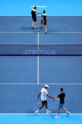 Photo Marco Alpozzi LaPresse November 21, 2021 Turin (Italy) Tennis Nitto ATP, Tennis Herren Finals - men s doubles - Finals Herbert Mahut Vs Ram Salisbury In the pic: Pierre-Hugues Herbert (France)Nicolas Mahut (France)Joe Salisbury (Great Britain)Rajeev Ram (USA)  Copyright: xMarcoxAlpozzi LaPressex