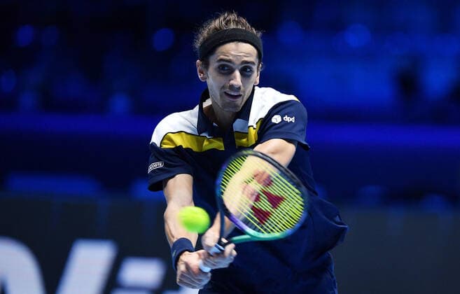 November 21, 2021, TORINO, Italia: Pierre-Hugues Herbert of France returns the ball during the match against Rajeev Ram of USA and Joe Salisbury of England at the Nitto ATP, Tennis Herren Finals in Turin, Italy, 21 November 2021.ANSA ALESSANDRO DI MARCO Tennis: Nitto ATP Finals in Turin  - ZUMAa110 20211121_zaf_a110_024 Copyright: xAlessandroxDixMarcox