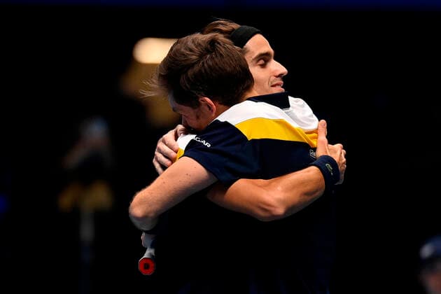 Photo Marco Alpozzi LaPresse November 21, 2021 Turin (Italy) Tennis Nitto ATP, Tennis Herren Finals - men s doubles - Finals Herbert Mahut Vs Ram Salisbury In the pic: Pierre-Hugues Herbert (France)Nicolas Mahut (France) winners  Copyright: xMarcoxAlpozzi LaPressex