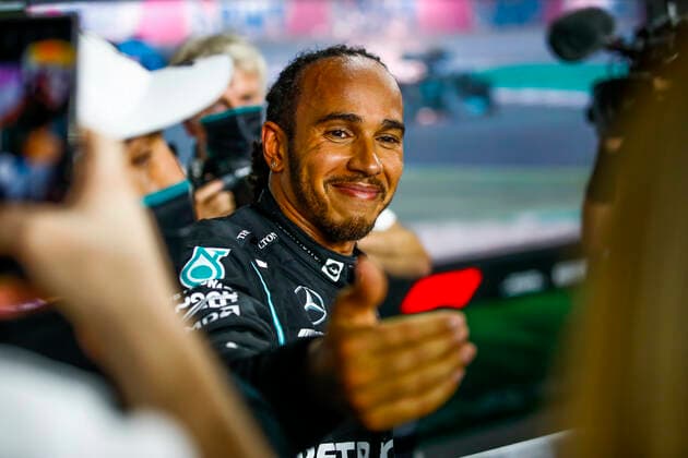 HAMILTON Lewis (gbr), Mercedes AMG F1 GP W12 E Performance, portrait during the Formula 1 Ooredoo Qatar Grand Prix 2021, 20th round of the 2021 FIA Formula One World Championship, WM, Weltmeisterschaft from November 19 to 21, 2021 on the Losail International Circuit, in Lusail, Qatar - F1 - QATAR GRAND PRIX 2021 - RACE DPPI Panoramic  00121042__B2_5010.JPG_