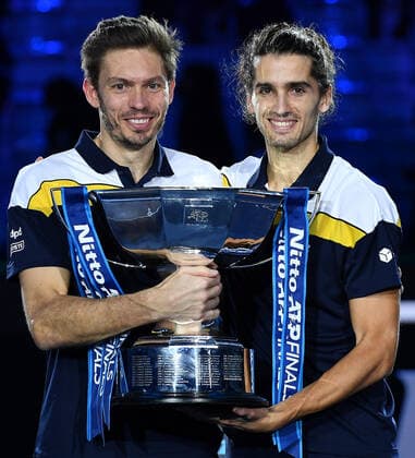 November 21, 2021, TORINO, Italia: Pierre-Hugues Herbert of France and Nicolas Mahut of France celebrates after winning the match against Rajeev Ram of USA and Joe Salisbury of England at the Nitto ATP, Tennis Herren Finals in Turin, Italy, 21 November 2021.ANSA ALESSANDRO DI MARCO Tennis: Nitto ATP Finals in Turin  - ZUMAa110 20211121_zaf_a110_056 Copyright: xAlessandroxDixMarcox