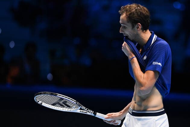 Photo Marco Alpozzi LaPresse November 21, 2021 Turin (Italy) Tennis Nitto ATP, Tennis Herren Finals - men s singles - finals Alexander Zverev Vs Daniil Medvedev In the pic: Daniil Medvedev (Russia)  Copyright: xMarcoxAlpozzi LaPressex