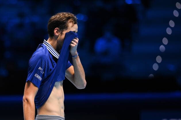 Photo Marco Alpozzi LaPresse November 21, 2021 Turin (Italy) Tennis Nitto ATP, Tennis Herren Finals - men s singles - finals Alexander Zverev Vs Daniil Medvedev In the pic: Daniil Medvedev (Russia)  Copyright: xMarcoxAlpozzi LaPressex