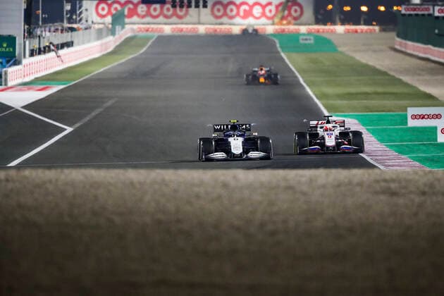 6 Nicholas Latifi (CAN, Williams Racing), 9 Nikita Mazepin (RUS, Haas F1 Team), F1 Grand Prix of Qatar at Losail International Circuit on November 21, 2021 in Doha, Qatar. (Photo by HOCH ZWEI) Doha Qatar