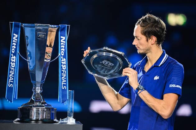 Photo Marco Alpozzi LaPresse November 21, 2021 Turin (Italy) Tennis Nitto ATP, Tennis Herren Finals - men s singles - finals Alexander Zverev Vs Daniil Medvedev In the pic: Daniil Medvedev (Russia)  Copyright: xMarcoxAlpozzi LaPressex