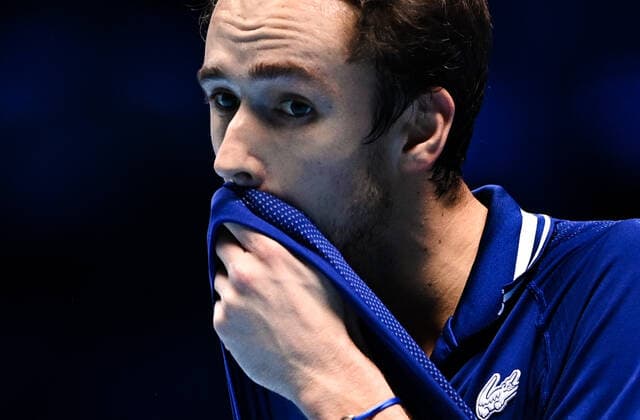 Italy Tennis ATP, Tennis Herren Finals 6701411 21.11.2021 Russia s Daniil Medvedev reacts during the singles final match of the ATP Finals against Germany s Alexander Zverev at the Pala Alpitour venue in Turin, Italy. Alexey Filippov Sputnik Turin Italy  Copyright: xAlexeyxFilippovx