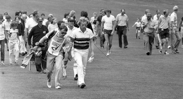 28.07.82 Golf German Open Deutschland, Stuttgart, 28.07.1982, Golf, Lufthansa German Open Golfclub Solitude: Bernhard Langer. *** 28 07 82 Golf German Open Germany, Stuttgart, 28 07 1982, Golf, Lufthansa German Open Golfclub Solitude Bernhard Langer
